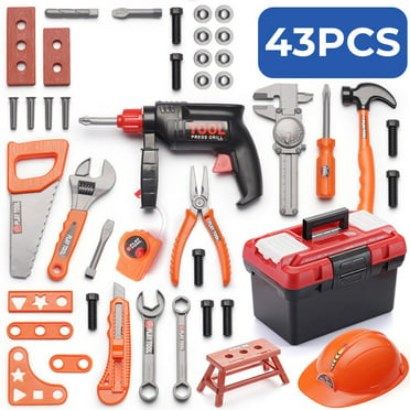 54PCS Kids Tool Toy Sets Construction Toolbox Pretend Toys With Electric Drill